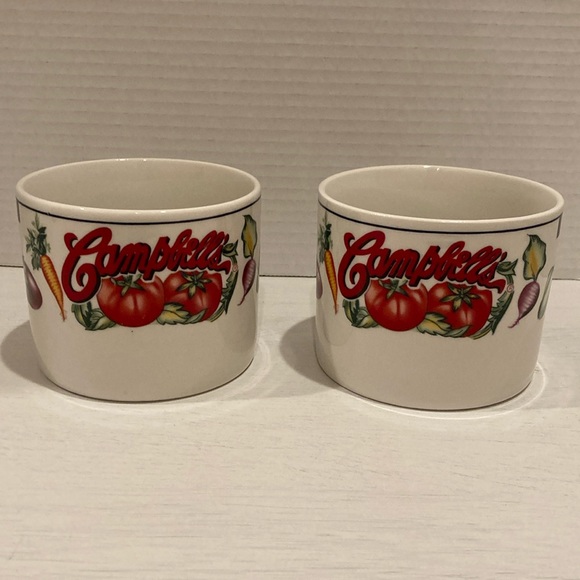 Vintage Campbell’s Soup 1997 Bowls Mugs By Gibson Set of 2 Veggy Checker Design - Picture 1 of 11